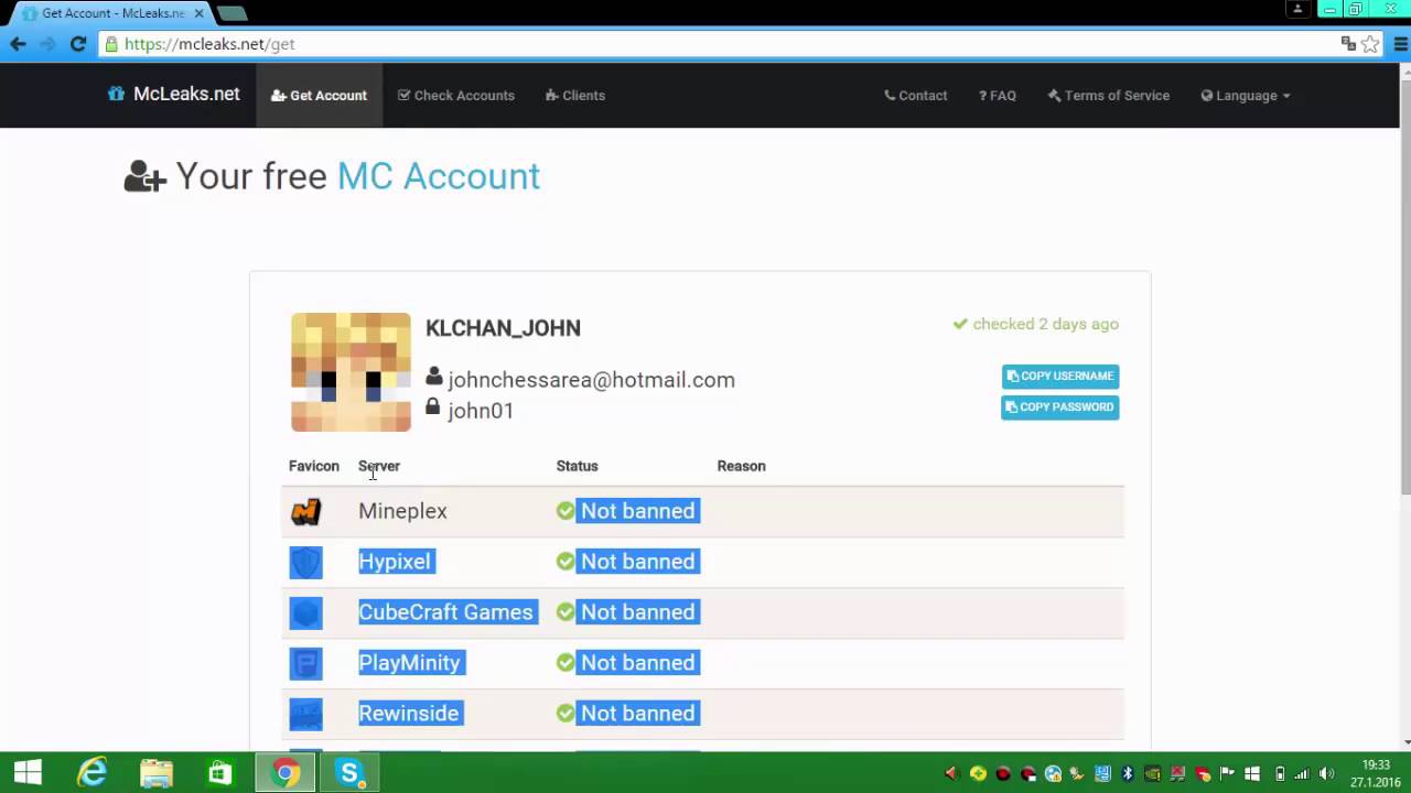free mc accounts generator working